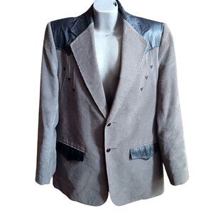 Vintage Cowboy Blazer sz 50 Pioneer Wear Mens Western Jacket Leather Corduroy